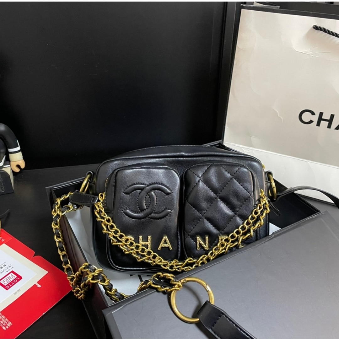 Chanel Quilted Small Camera Case Calfskin Black 22Cm/8.7in