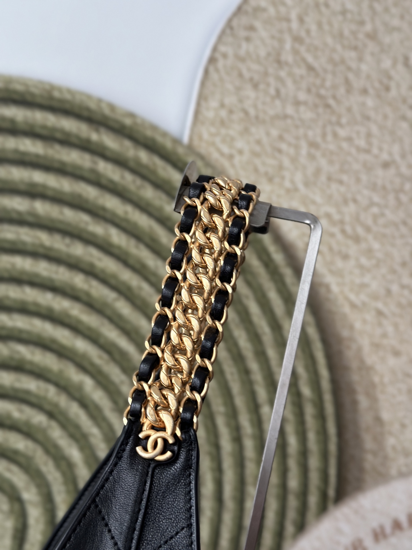 25K Black Calfskin Quilted Hobo Bag with Gold Turnlock Hardware