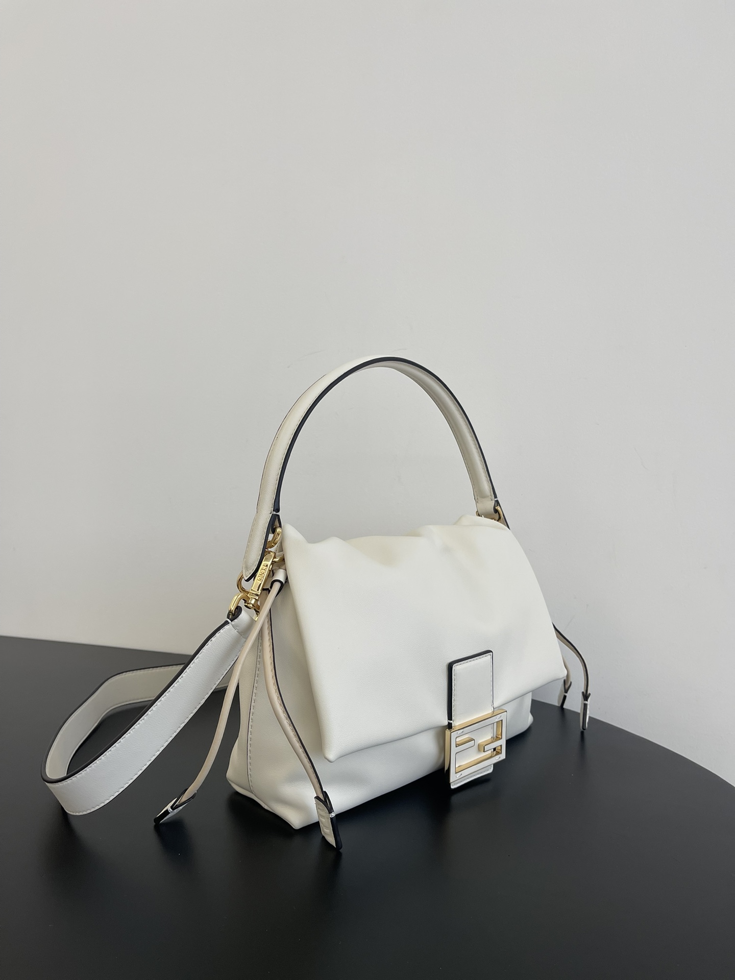 Fendi Mamma Baguette Medium Matcha White Nappa Leather Bag 26.5cm