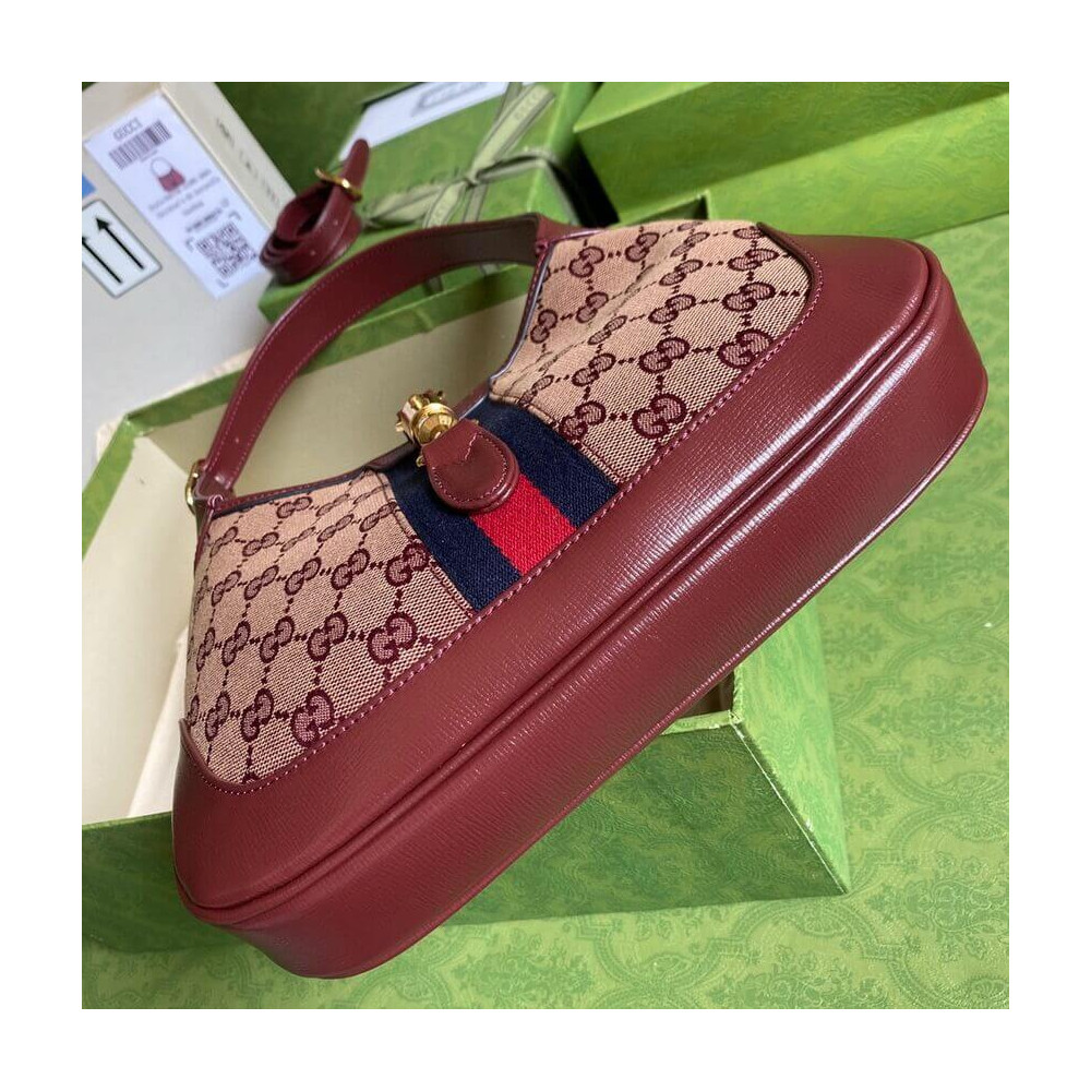 Gucci Jackie 1961 Small Shoulder Bag in Burgundy GG Canvas 28cm