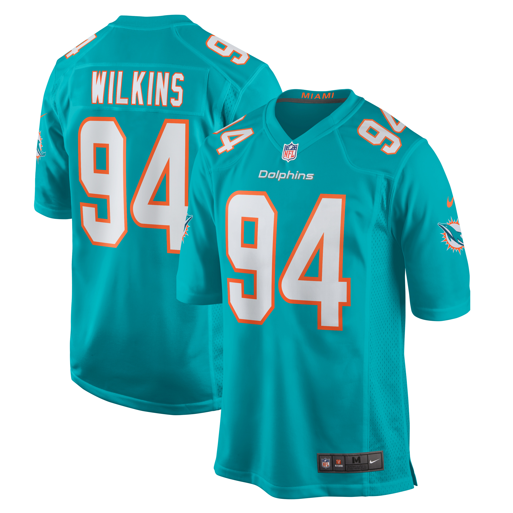 Christian Wilkins Miami Dolphins Nike Team Game Jersey -  Aqua
