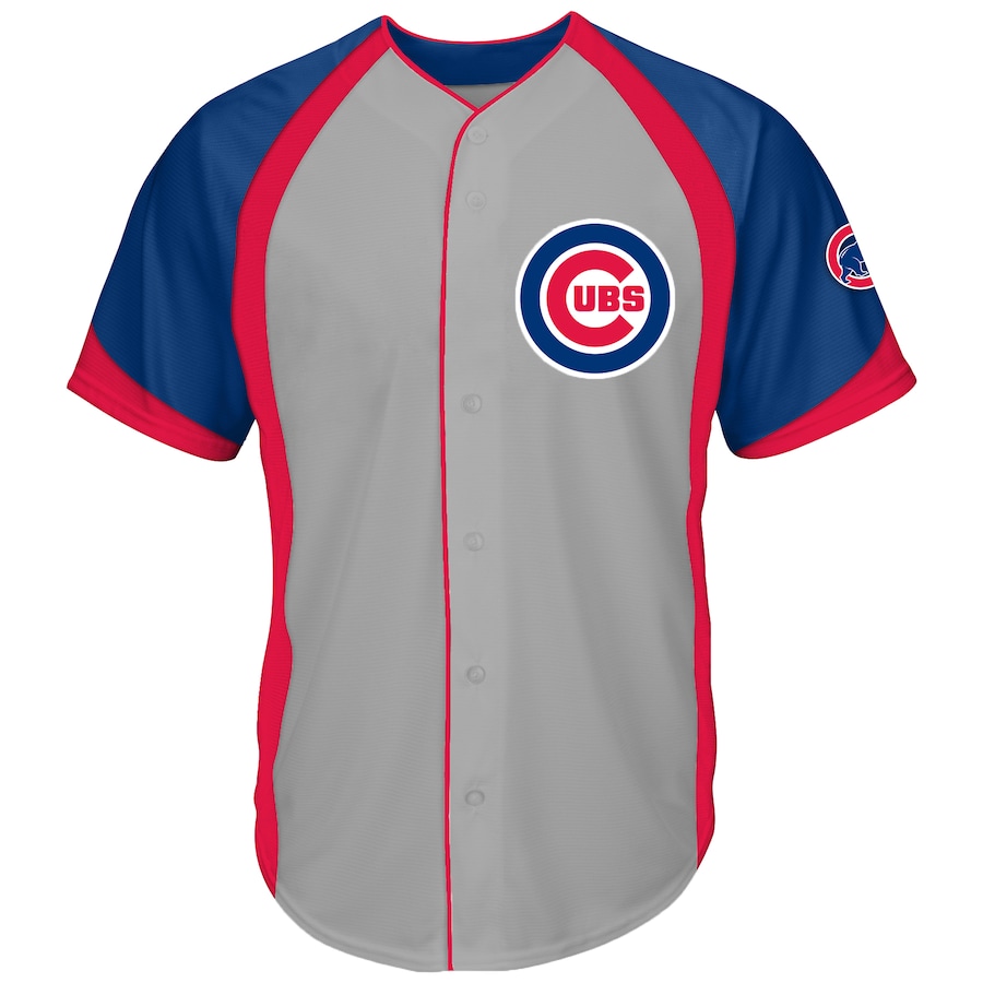 Chicago Cubs Big&Tall Colorblock Full-Button Jersey Gray/Royal