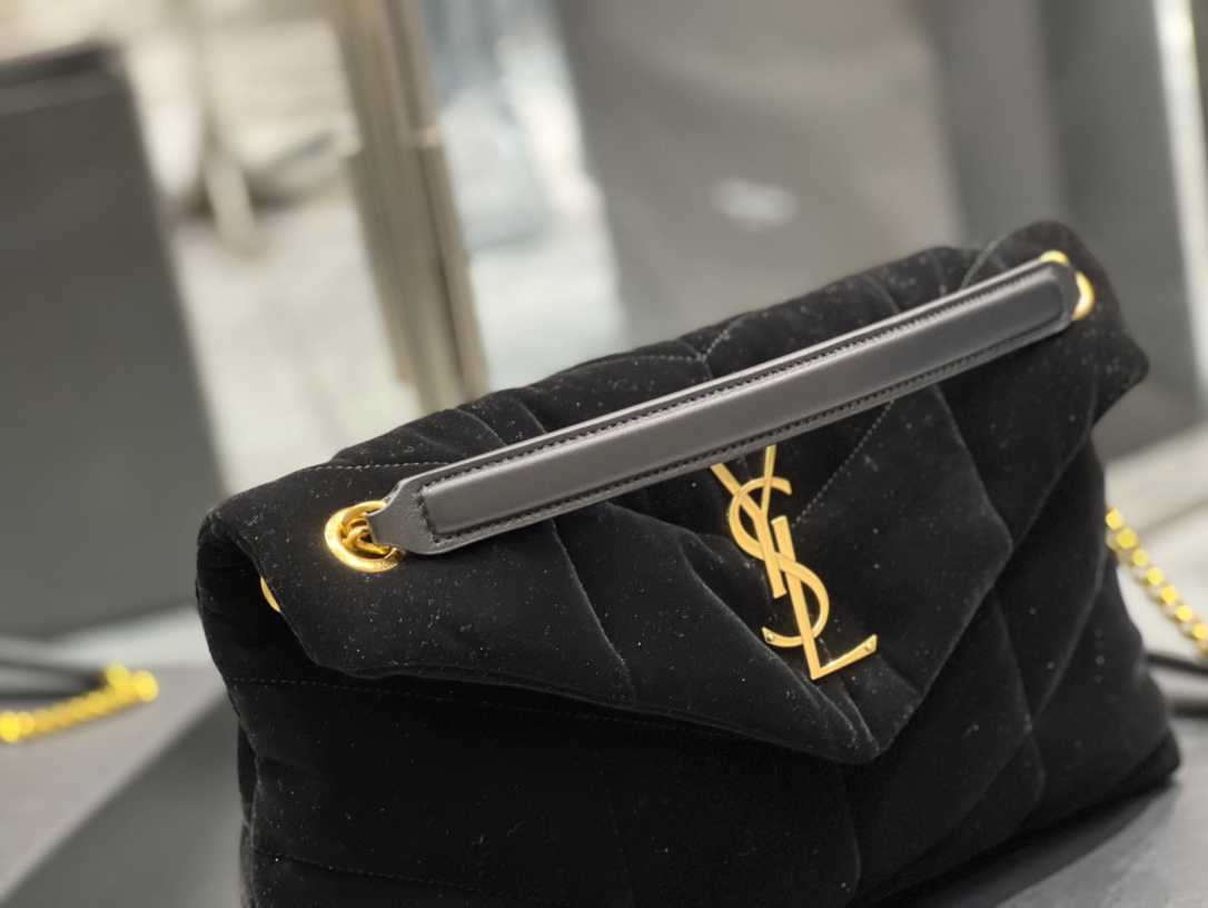 Saint Laurent Lou Puffer Toy Bag In Quilted Black
