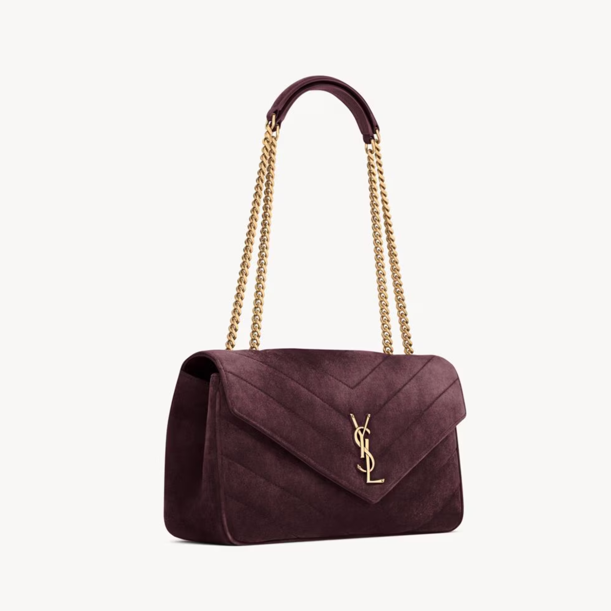 Saint Laurent Loulou Deep Wine Chevron Bag 29cm/11.4in