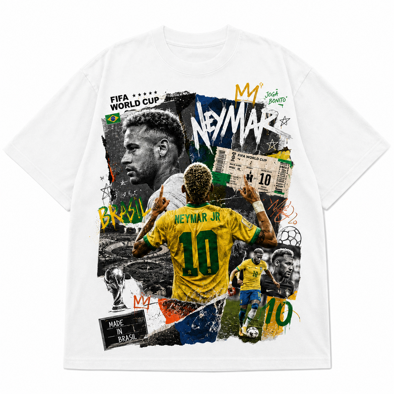 Neymar World Cup Printed T-Shirt  Unisex Loose Fit T-Shirt 100% Cotton Soft Comfortable Summer Casual Printed Top