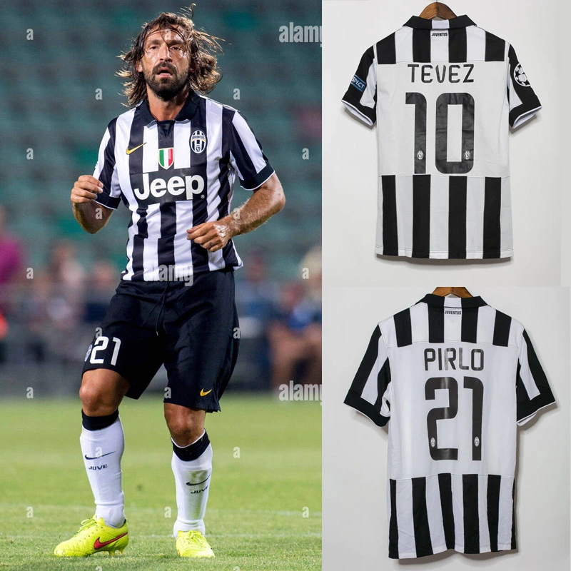 Retro 2014-15 Juventus Home PIRLO TEVEZ POGBA Football jersey retro