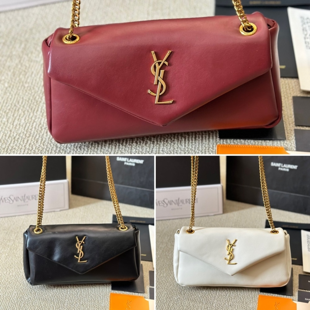 Saint Laurent Calypso Small In Plunged Rouge Merlot 27Cm