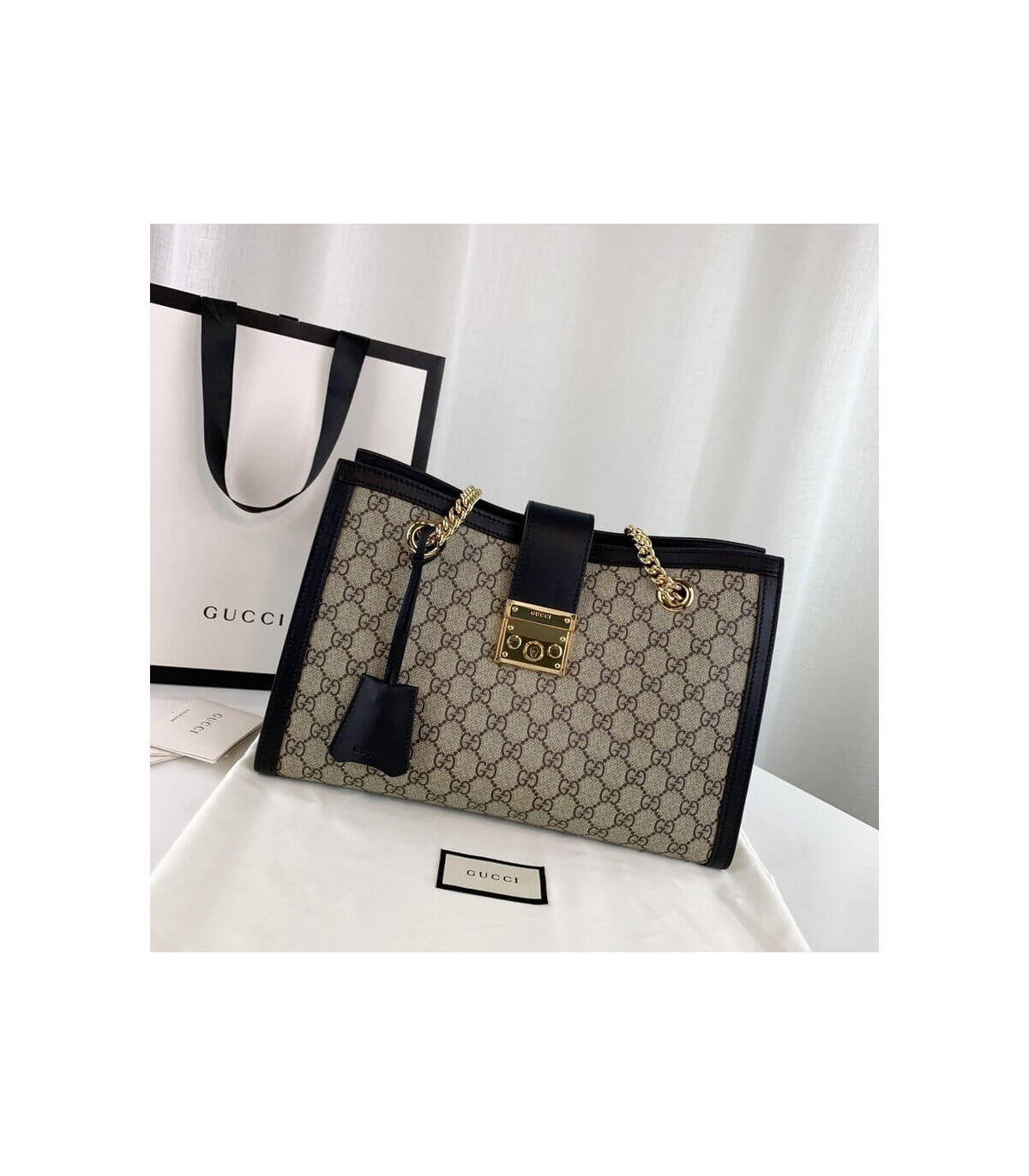 Gucci Padlock Medium GG Shoulder Bag Black