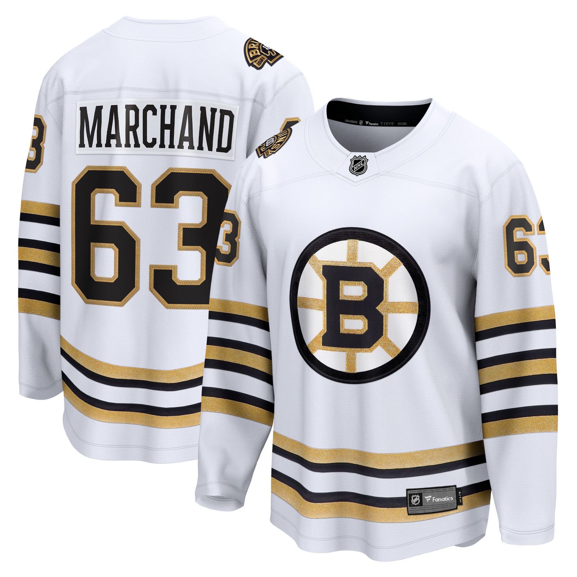 Brad Marchand Boston Bruins Fanatics 100th Anniversary Premier Breakaway Player Jersey – White
