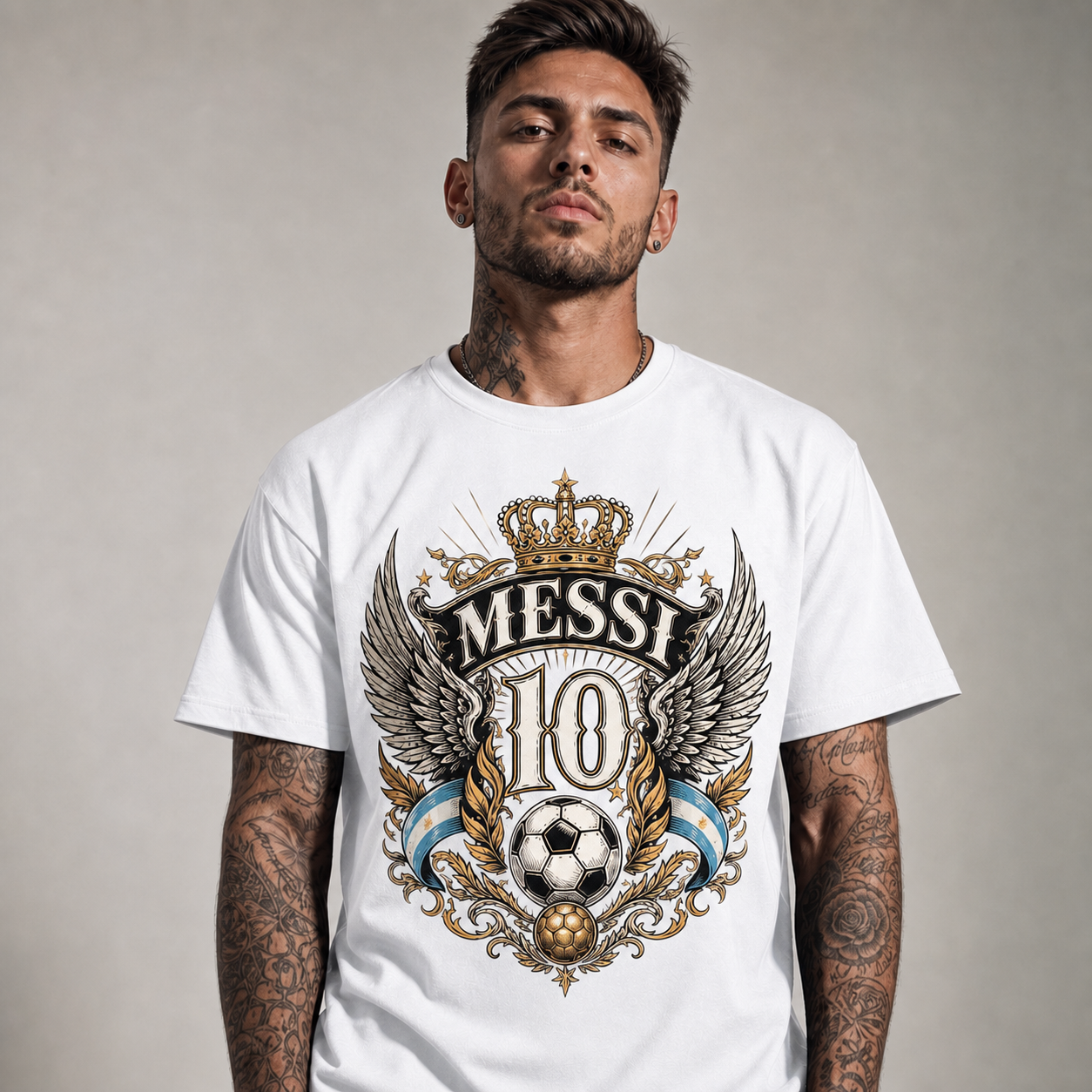 Messi World Cup Printed T-Shirt Unisex Loose Fit T-Shirt 100% Cotton Soft Comfortable Summer Casual Printed Top