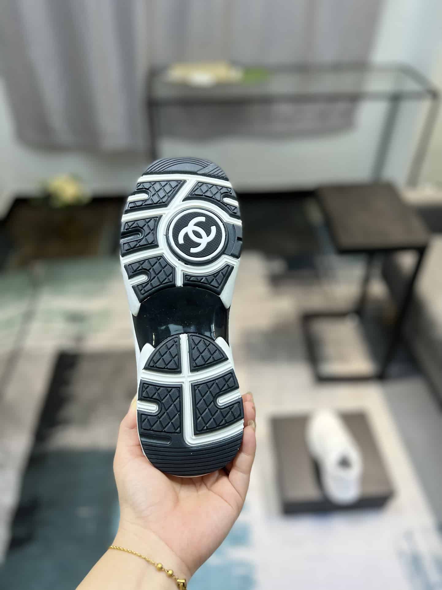 Chanel Cc Embossed Logo Suede White