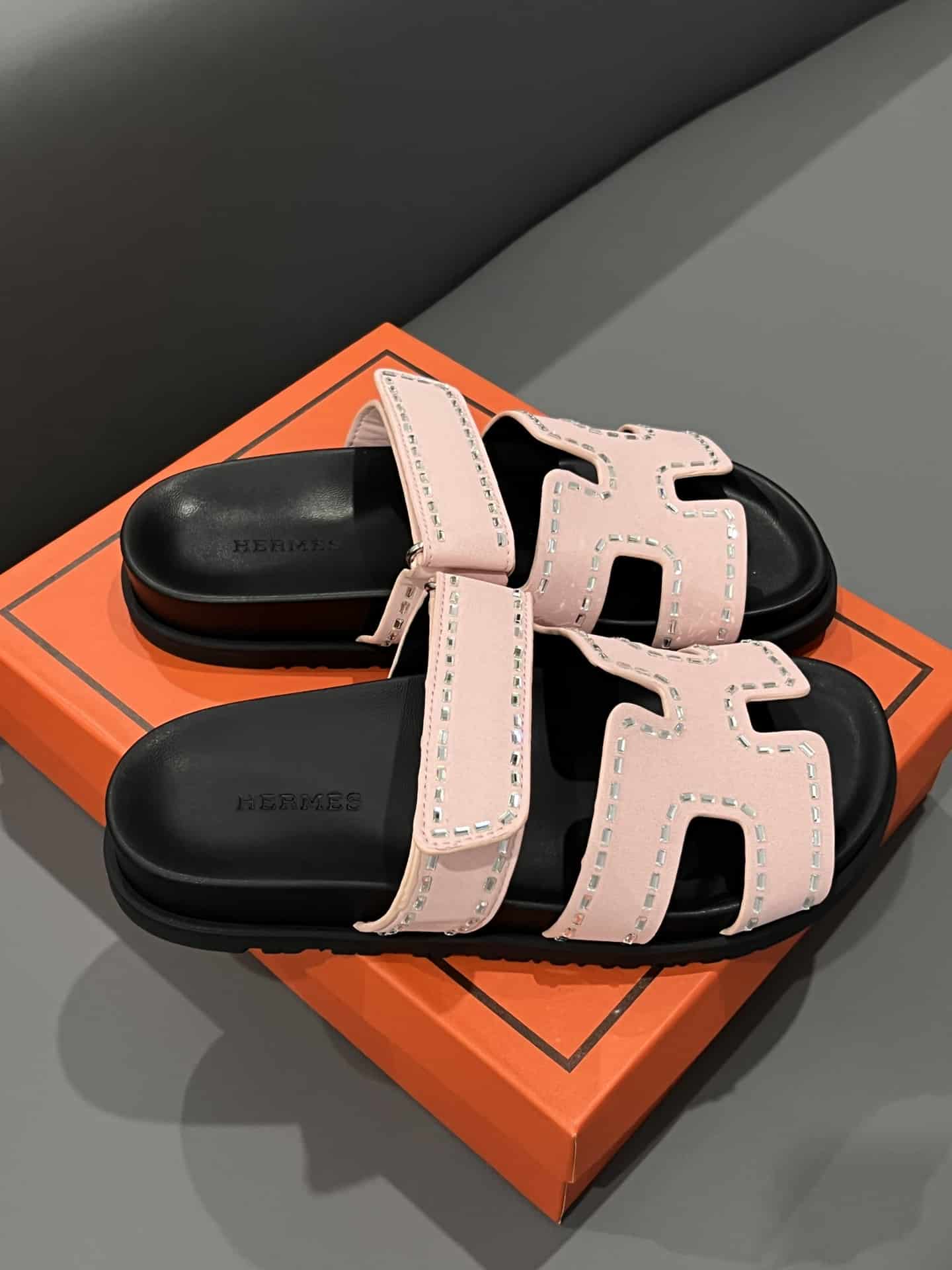 Hermes Chypre Sandal Suede Crystal Pink