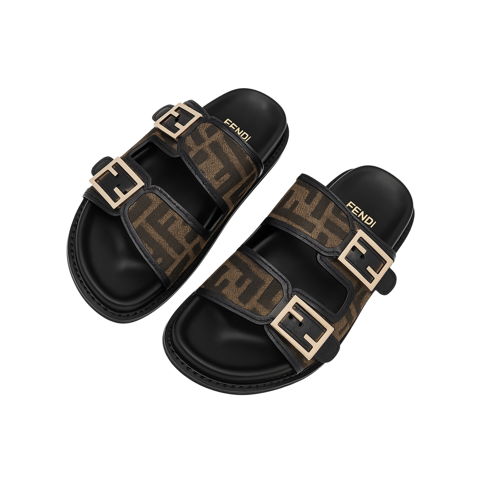 Fendi Feel Ff Fabric Slides Black