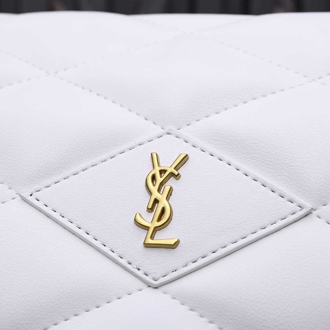 Saint Laurent Sade Puffy Leather Envelope Clutch Bag White