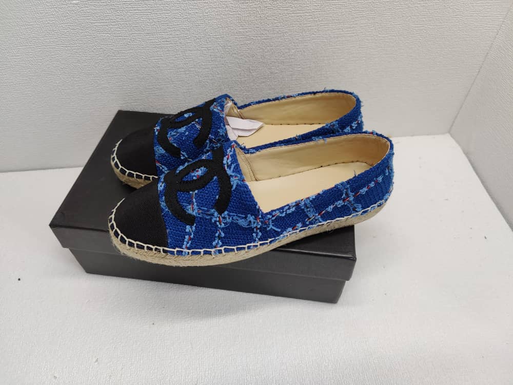 Chanel Espadrilles Cotton Tweed And Grosgrain Blue G29762 Y56424 K5509