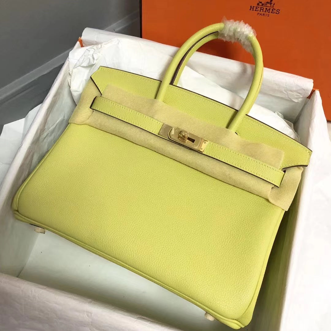Hermes Birkin 25Cm Yellow Togo Leather Gold Hardware