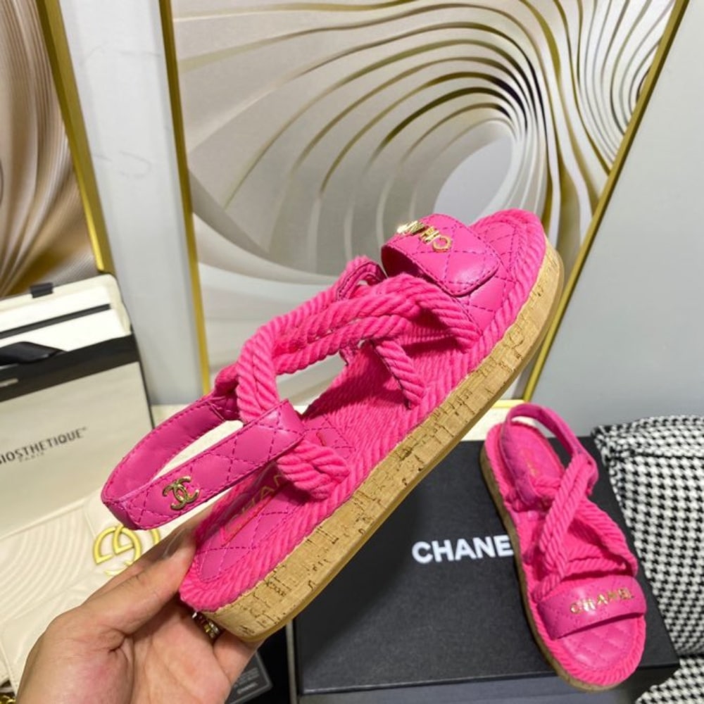Chanel Rope Sandals Strap Pink
