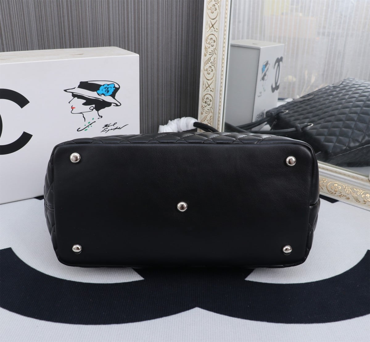 Chanel Calfskin Quilted Large Cambon Tote Black 41Cm/16in