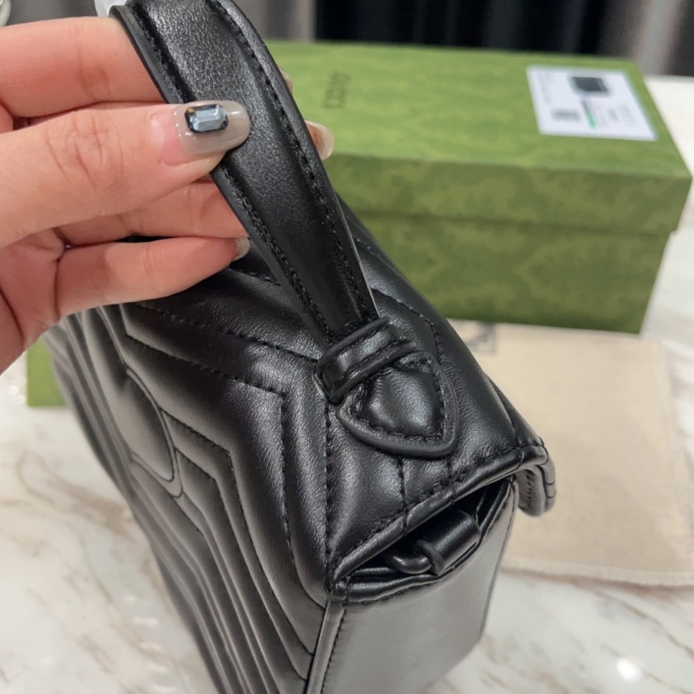 Gucci Gg Marmont Small Top Handle Bag Black 21Cm 702563 Dtdfv 1000