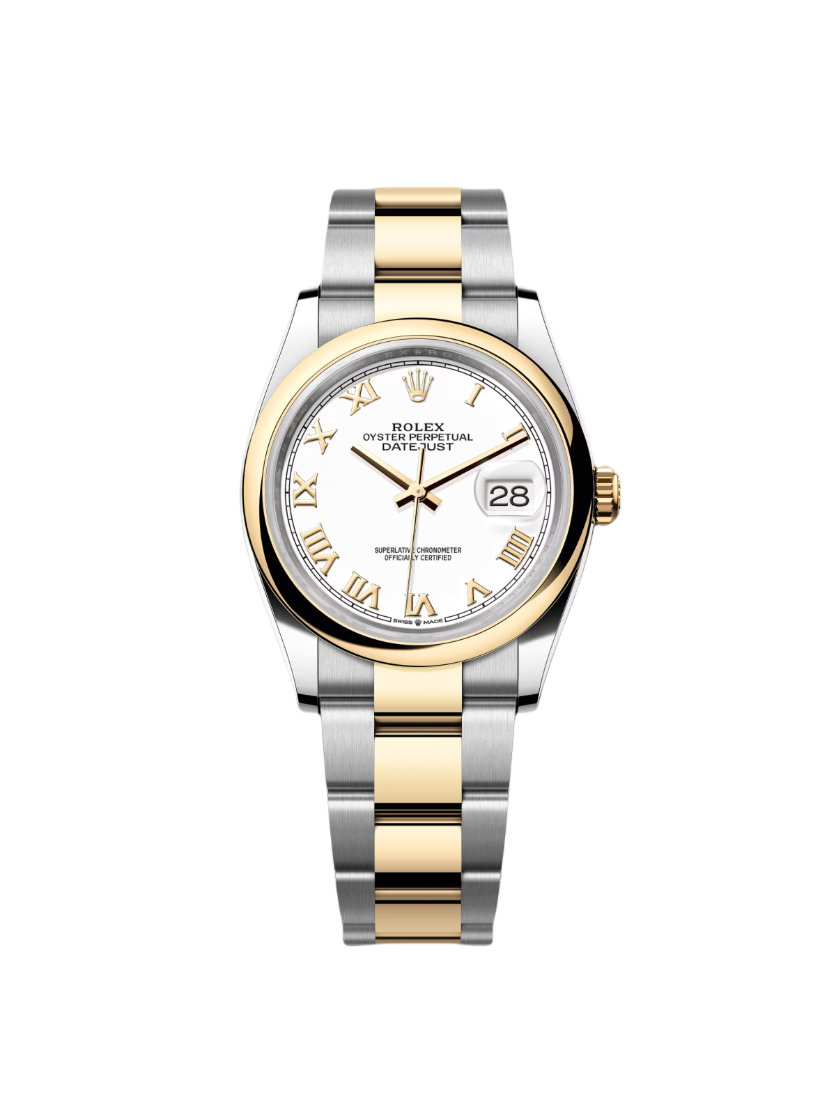 Rolex  Datejust 126203 White Roman Dial 36mm Domed Bezel