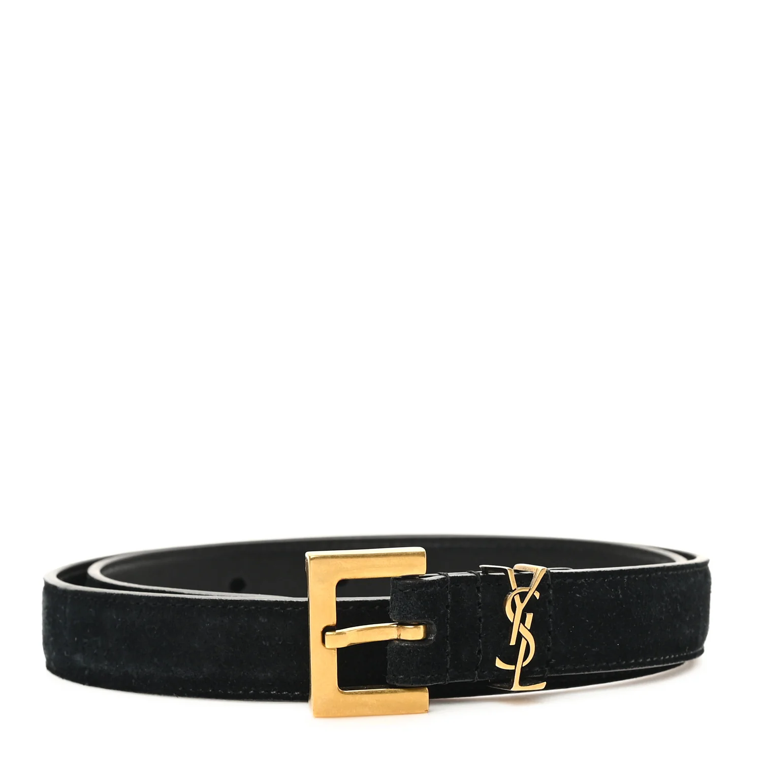 Suede Calfskin Monogram Square Buckle Belt 70 28 Black