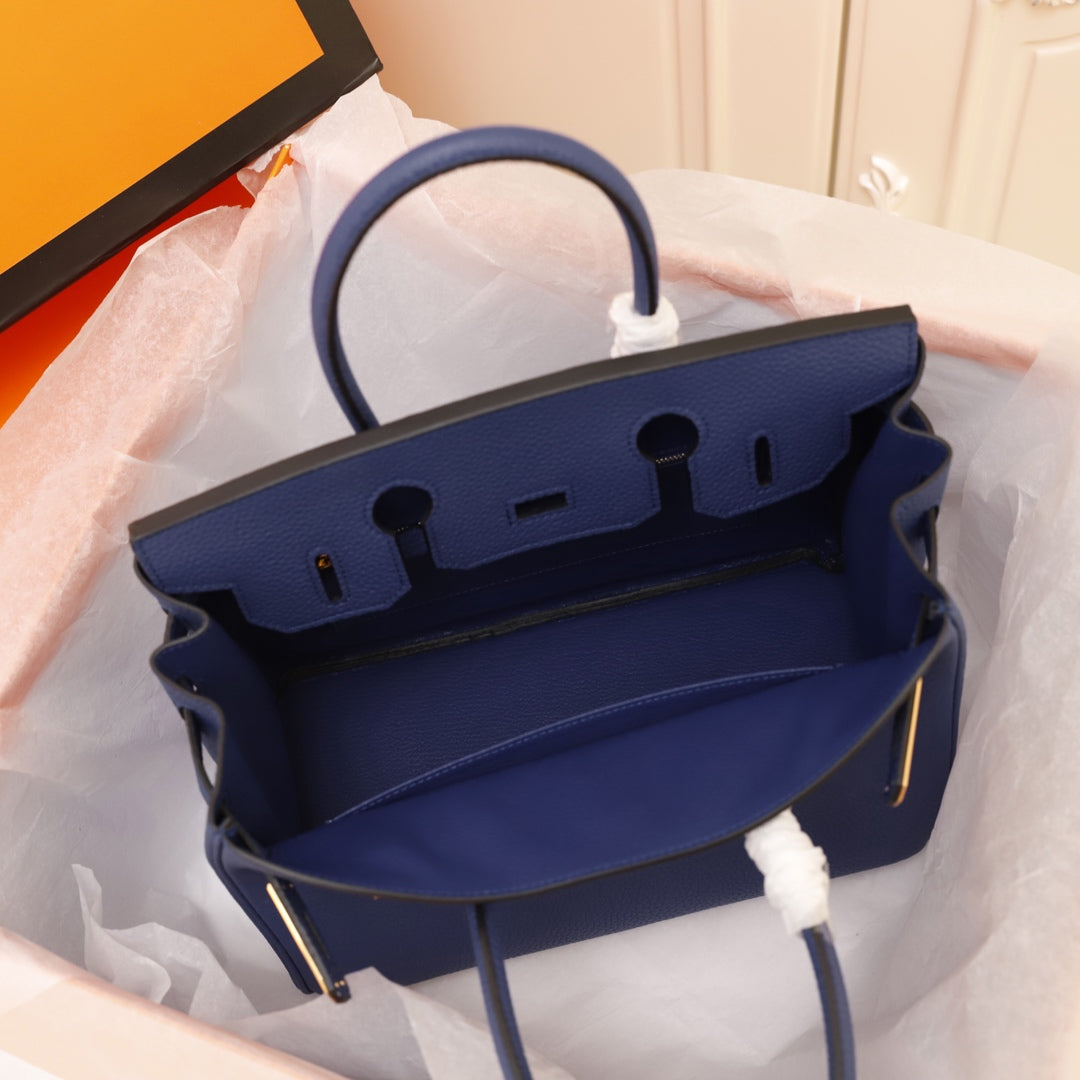 Hermes Birkin Bag 30 Navy Togo Gold Hardware