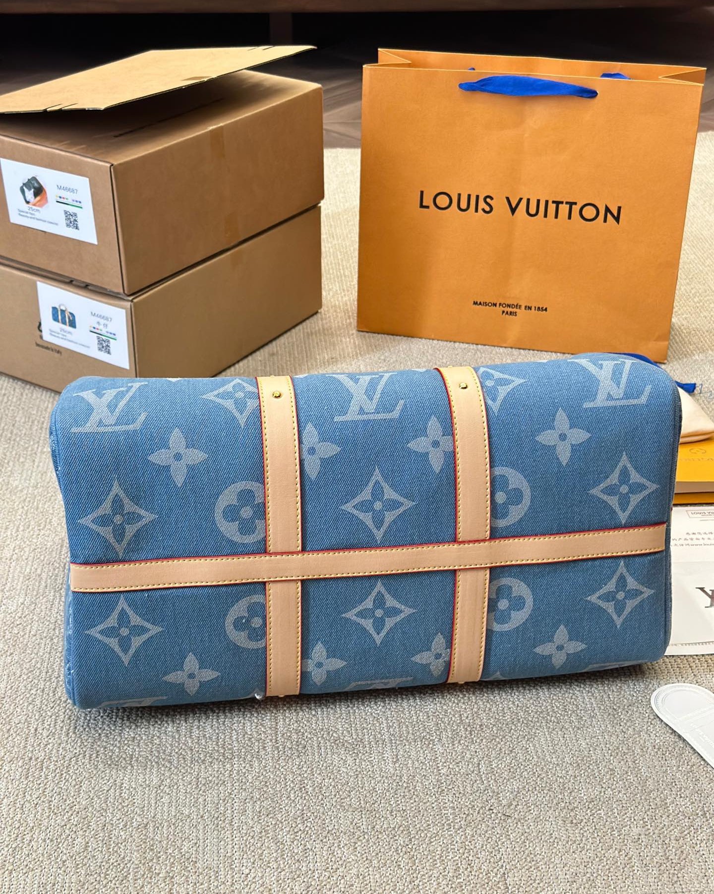 Louis Vuitton Keepall Bandouli Re Denim Blue 40Cm M24315