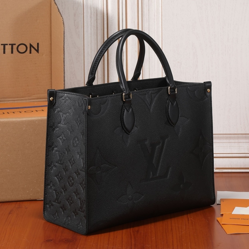 Louis Vuitton Onthego MM Monogram Empreinte Leather Tote Bag Black 35cm M45595