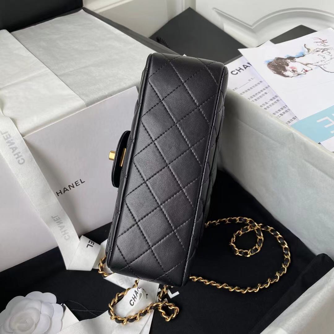 Chanel Mini Flap Bag With Top Handle Black 20Cm As2431