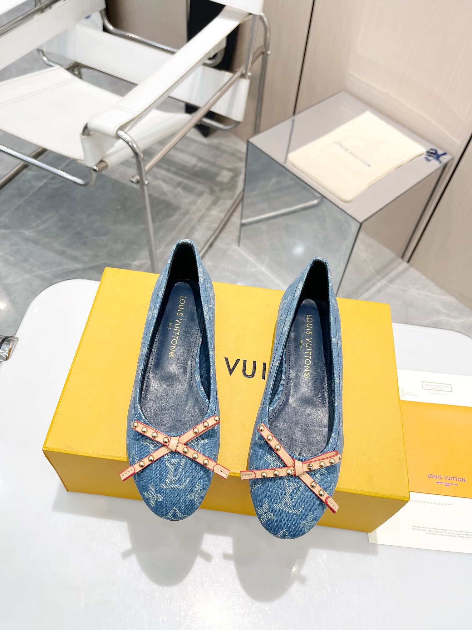 Louis Vuitton Nina Doll Shoes Denim Blue 1Ack91