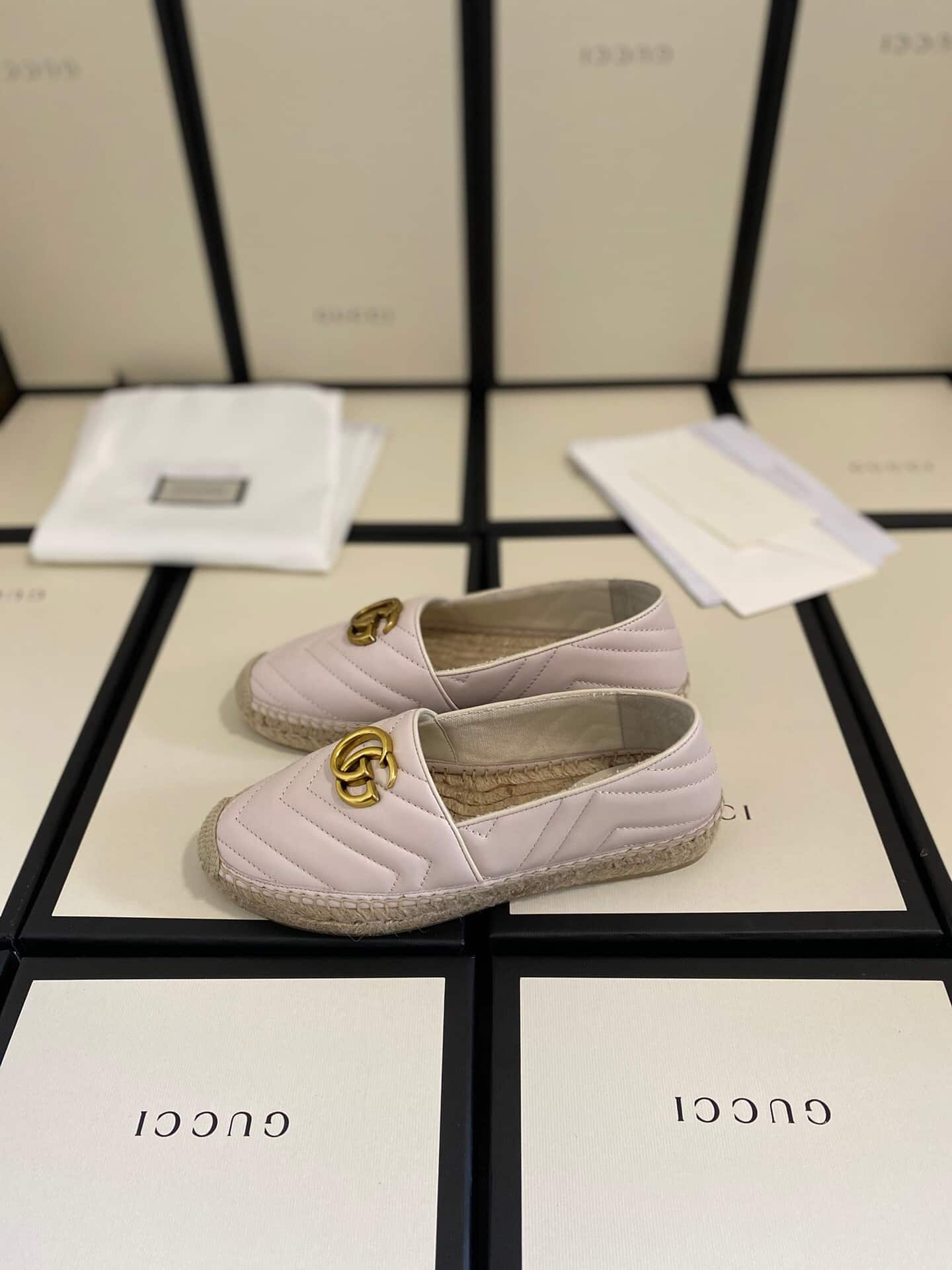 Gucci Leather Espadrille With Double G White ?551890 Bko00 1000