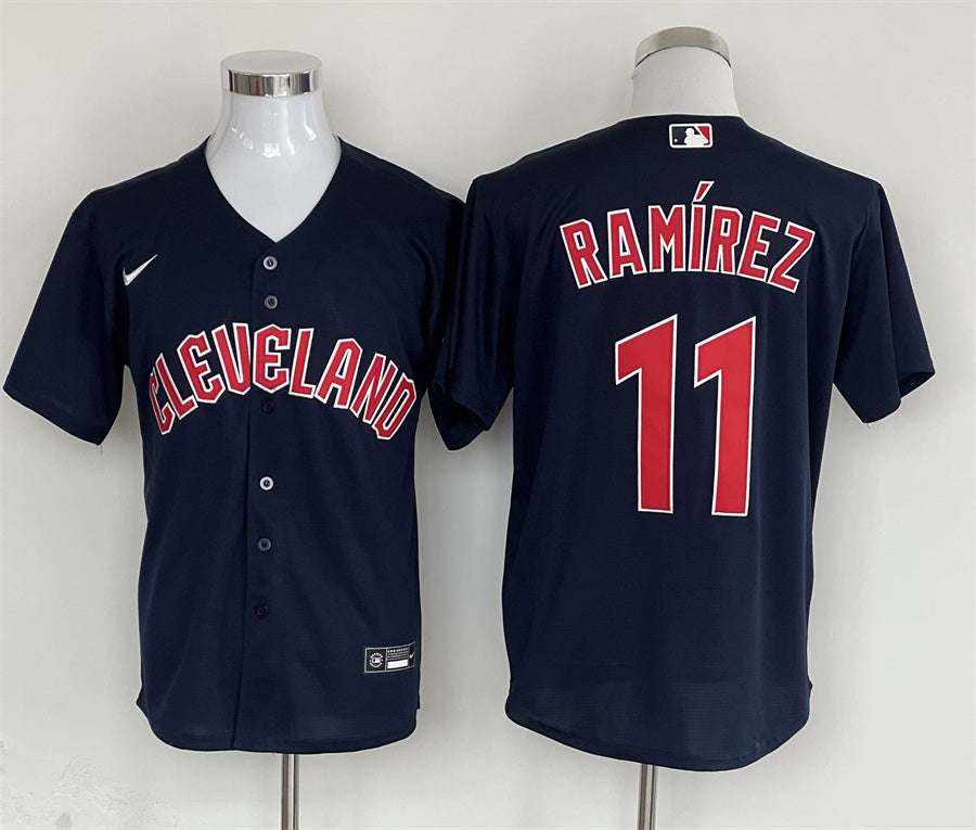 Men's Cleveland Guardians Jos ̈¦ Ram ̈arez Nike Navy Replica Player Jersey