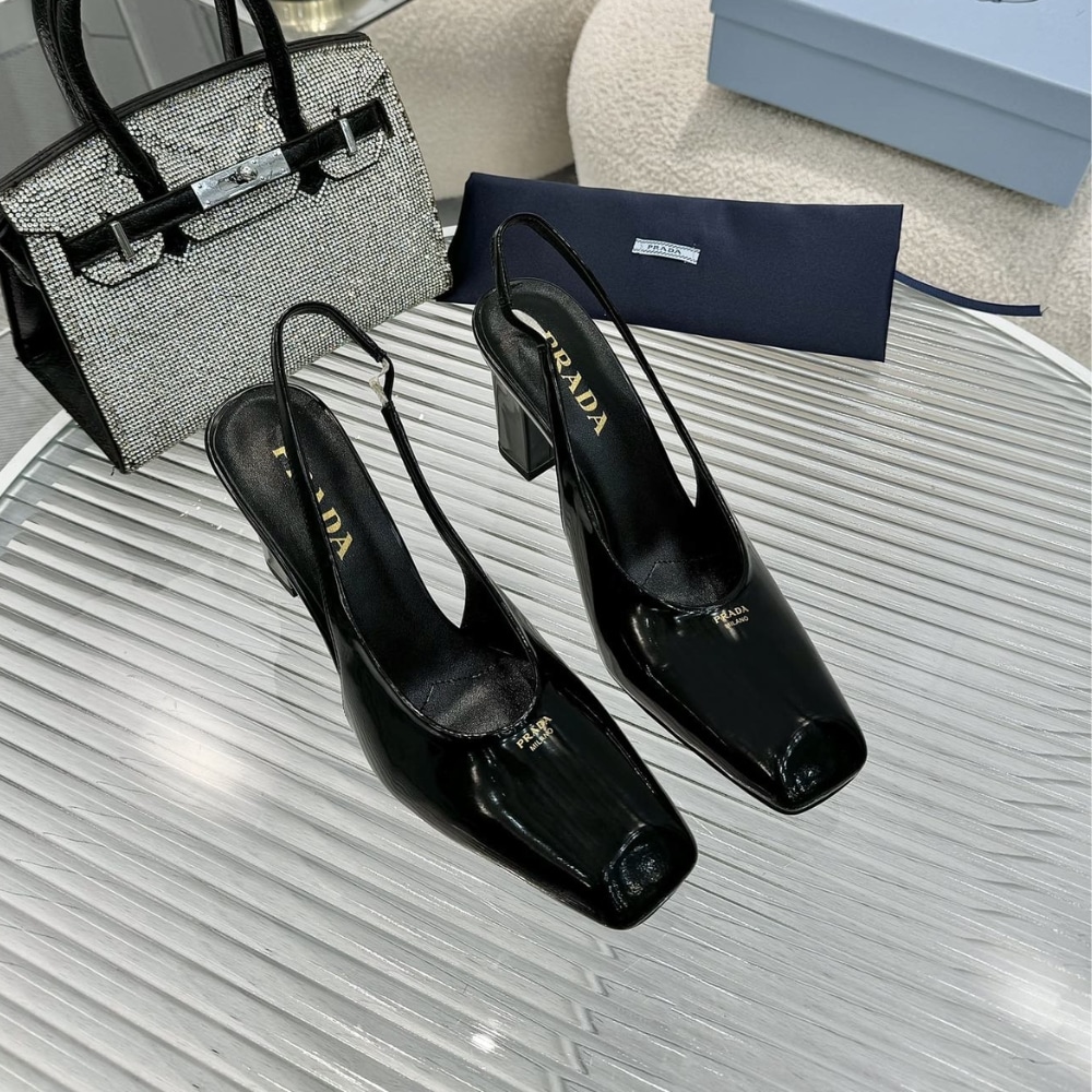 Prada Patent Leather Slingback Pumps Black 1I838N 069 F0002 F 085