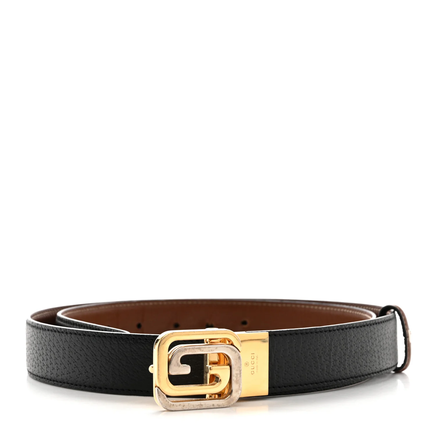 Textured Dollar Calfskin Ciny Calf Lux Squared Interlocking G 30mm Reversible Belt 105 42 Brown Black