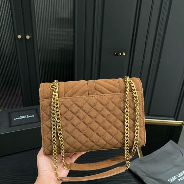Saint Laurent Envelope Medium Chain Bag Brown 21Cm