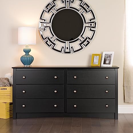 Sonoma 6 Drawer Double Dresser for Bedroom, Black