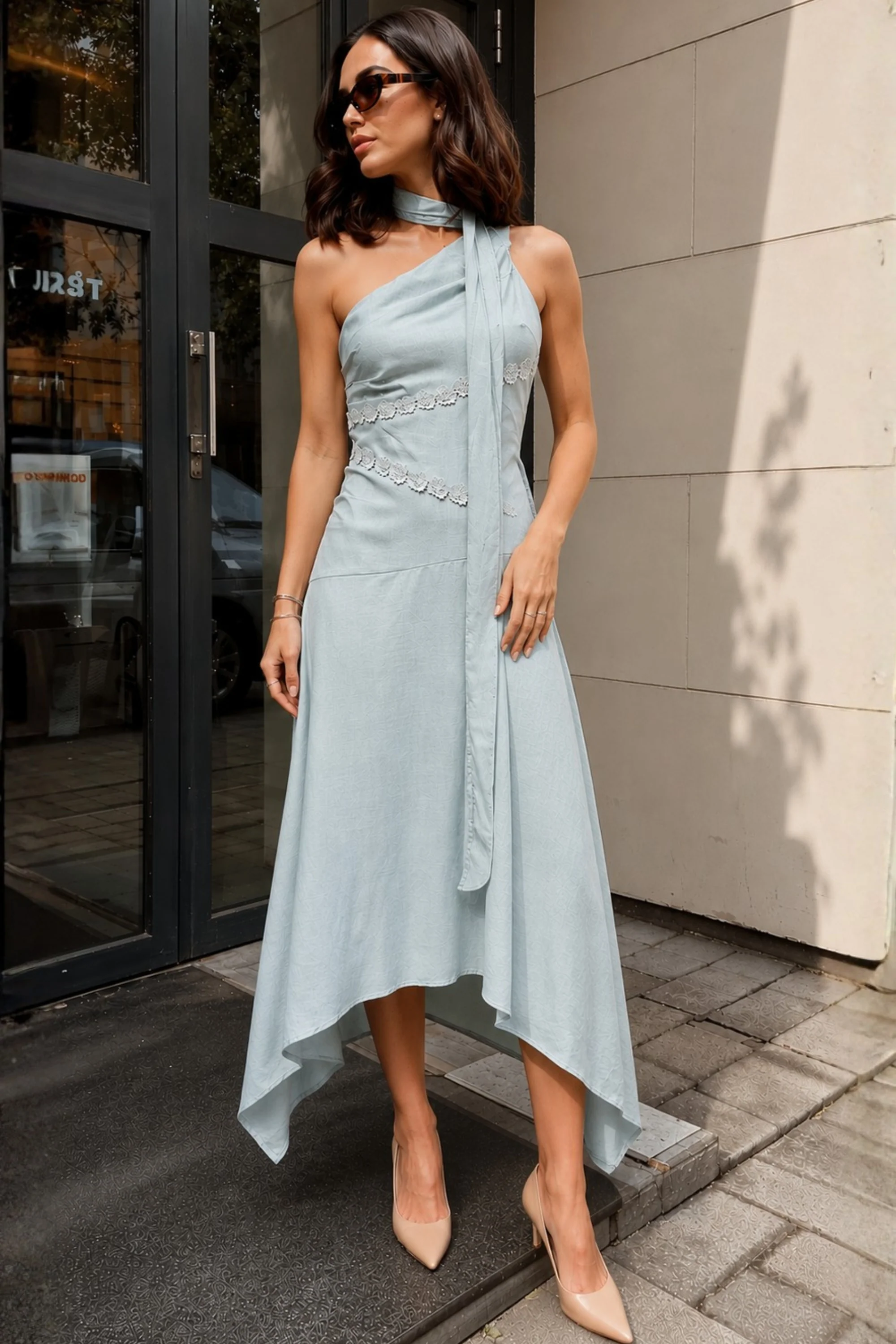 Ethereal One-Shoulder Drape Dress
