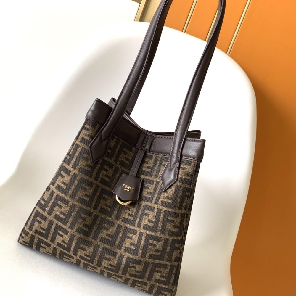 Fendi Origami Medium Ff Jacquard Fabric Bag Brown 27Cm 8Bh414Afpmf1Gl7