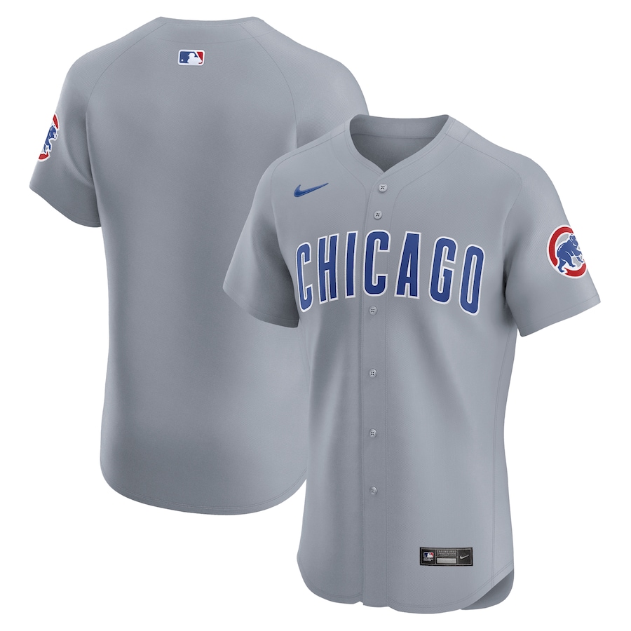 Chicago Cubs Road Vapor Premier Elite Patch Jersey Gray