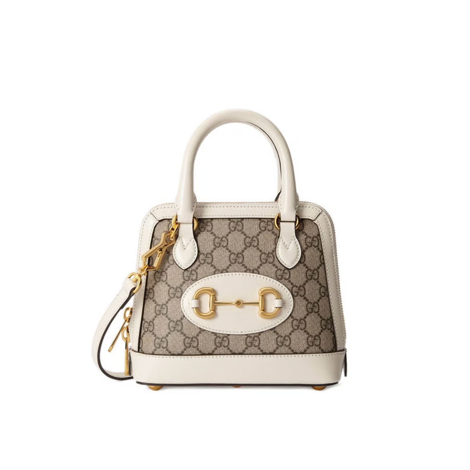 Gucci Horsebit 1955 Mini Top Handle Bag In White GG Supreme Canvas 20cm/ 7.9in