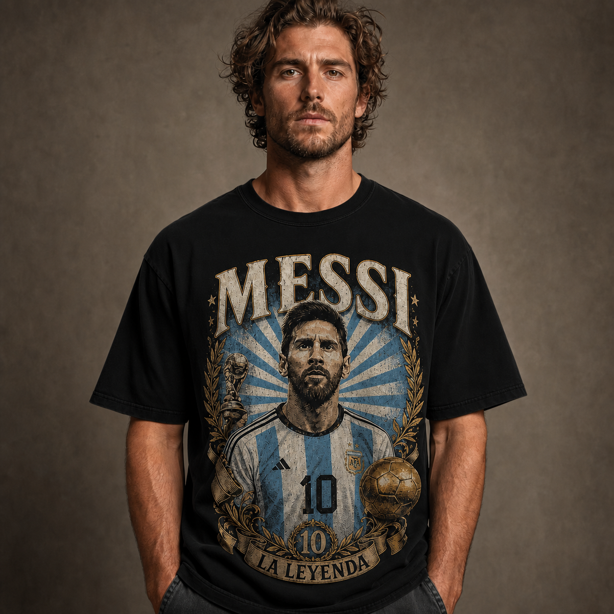 Messi World Cup Printed T-Shirt Unisex Loose Fit T-Shirt 100% Cotton Soft Comfortable Summer Casual Printed Top