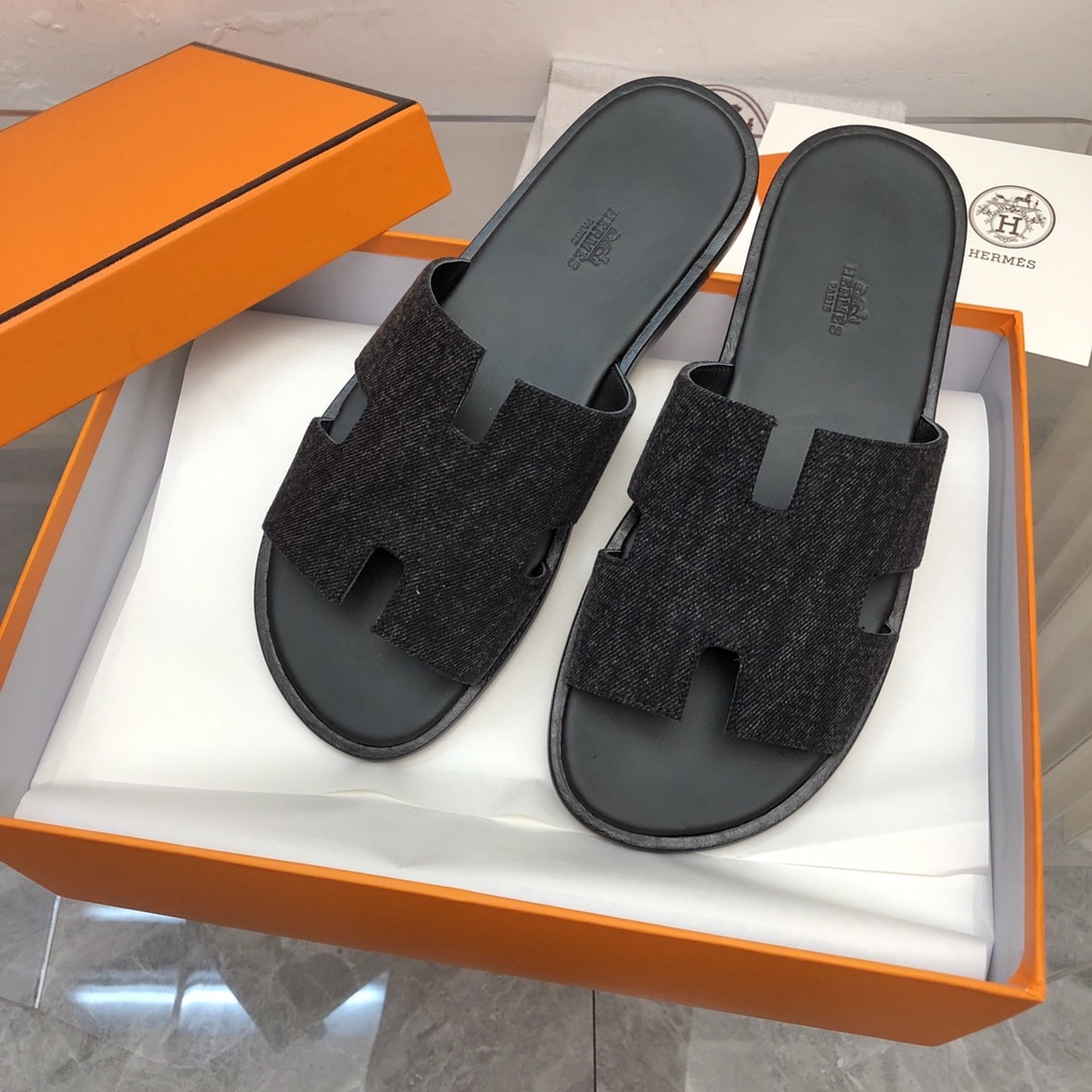 Hermes Izmir Sandal Noir Denim