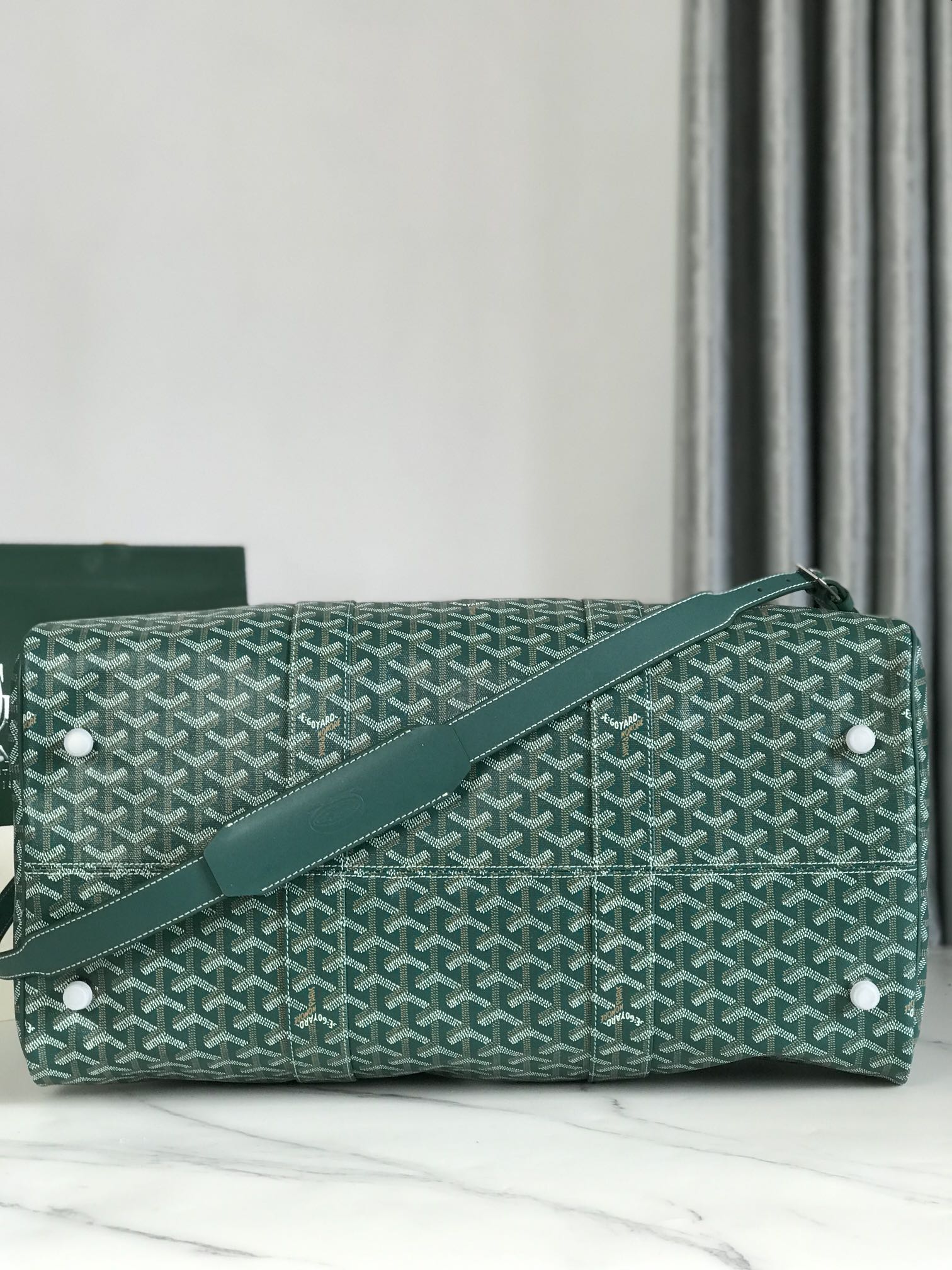 Goyard Boston 50cm Bag Green Goyardine Canvas And Calfskin Trim