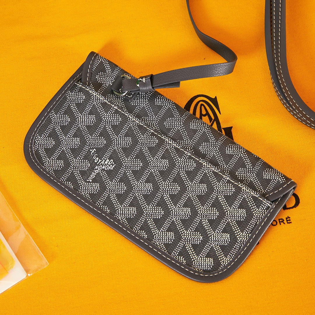 Goyard Saint Louis Pm 34Cm Grey Canvas Chevroches Calfskin
