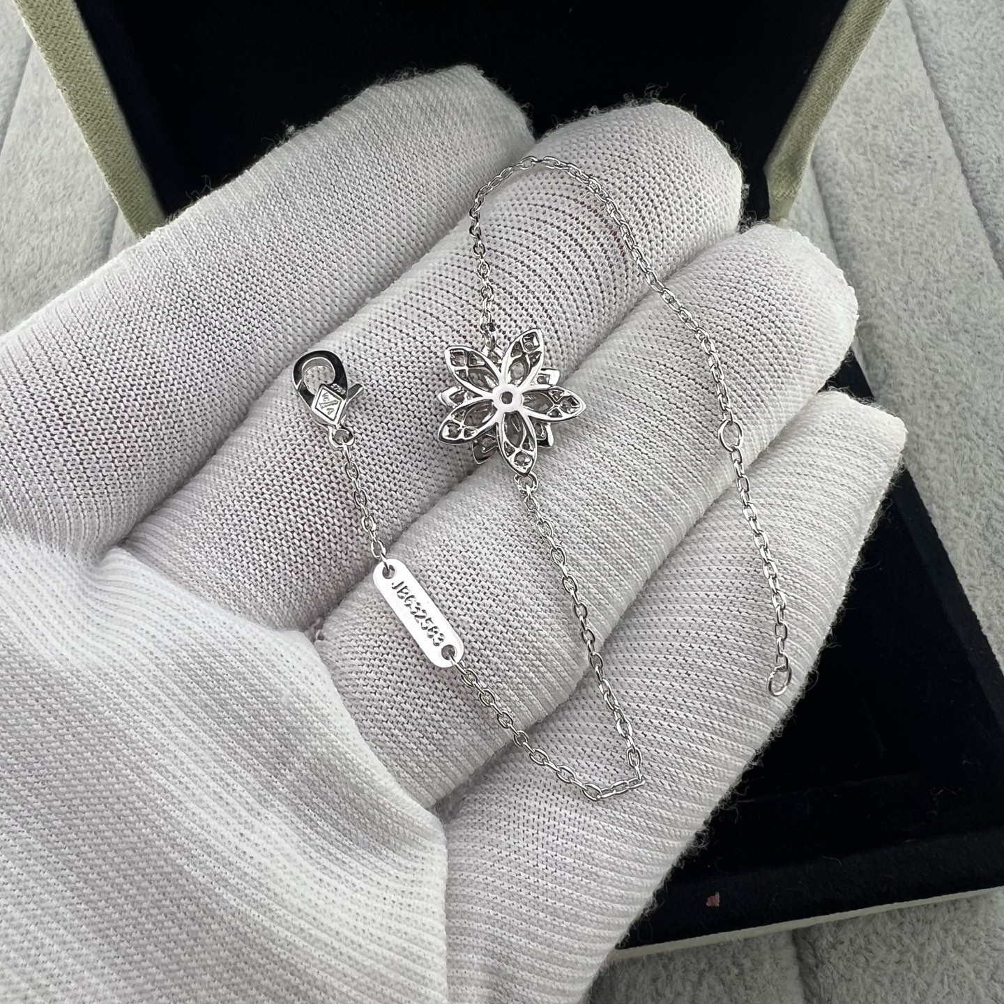Platinum Lotus Necklace with Full Diamonds