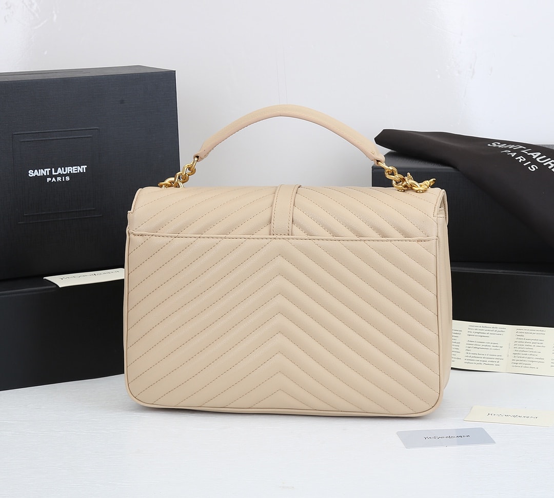Saint Laurent College Large Chain Bag Beige 25Cm