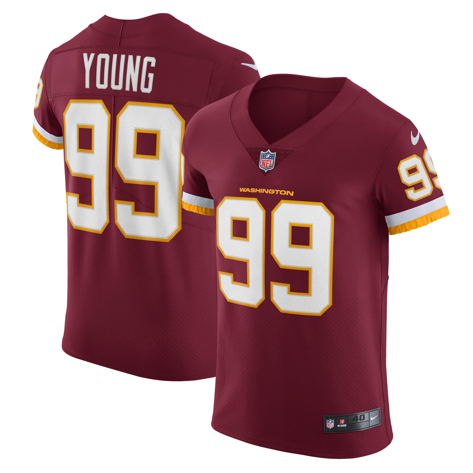 Chase Young Washington Football Team Nike Vapor Elite Player Jersey - Burgundy