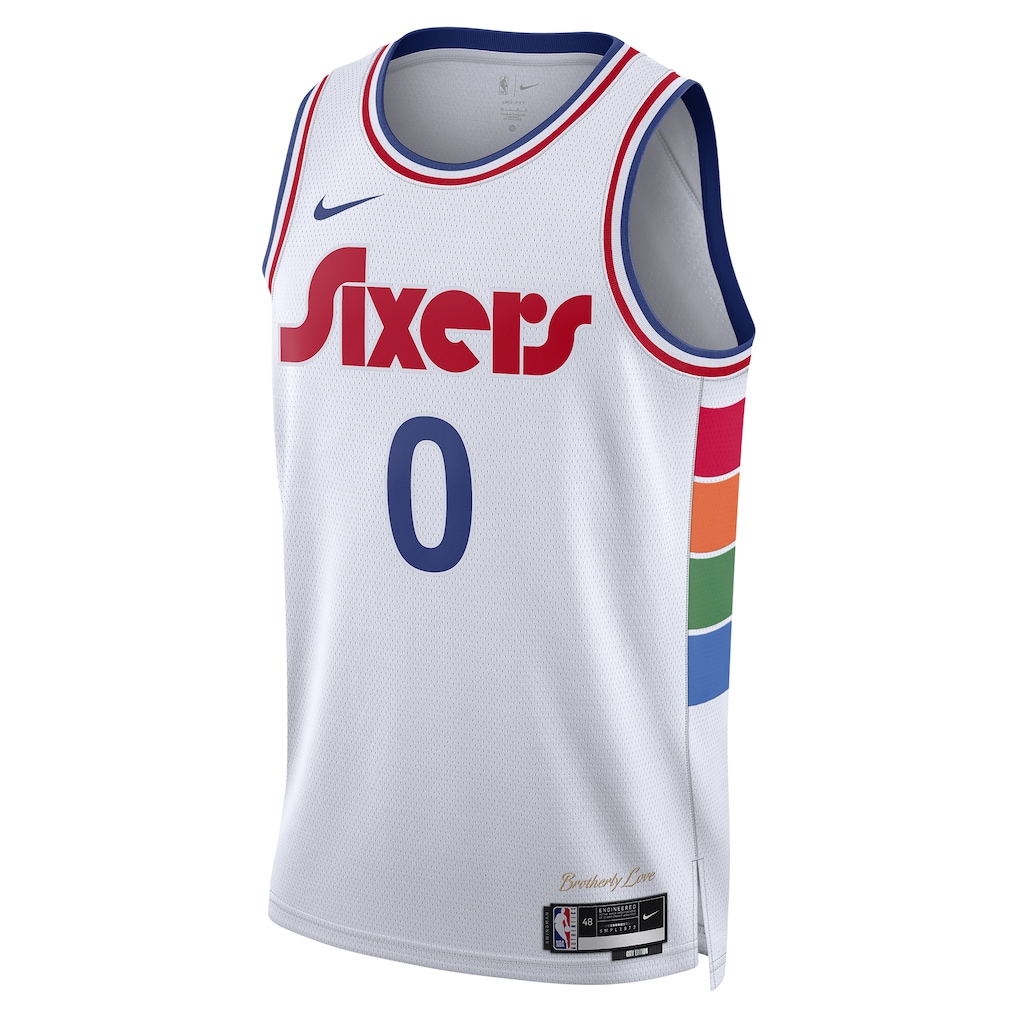 Unisex Philadelphia 76ers Tyrese Maxey Nike White 2024/25 Swingman Player Jersey - City Edition