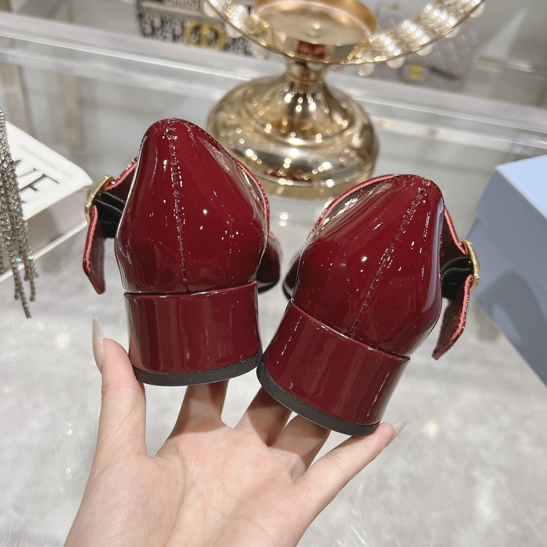 Prada Patent Leather Mary Jane Pumps Red