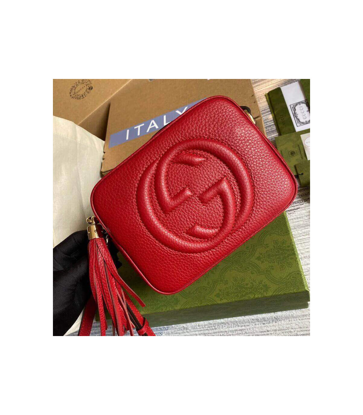 Gucci Soho Small Leather Disco Bag Red